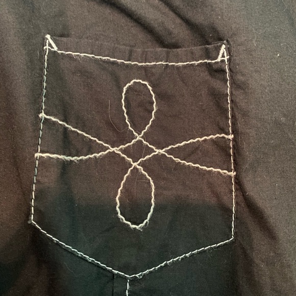 Express western style black long sleeve button up white embroidery fringe size L - Picture 2 of 8